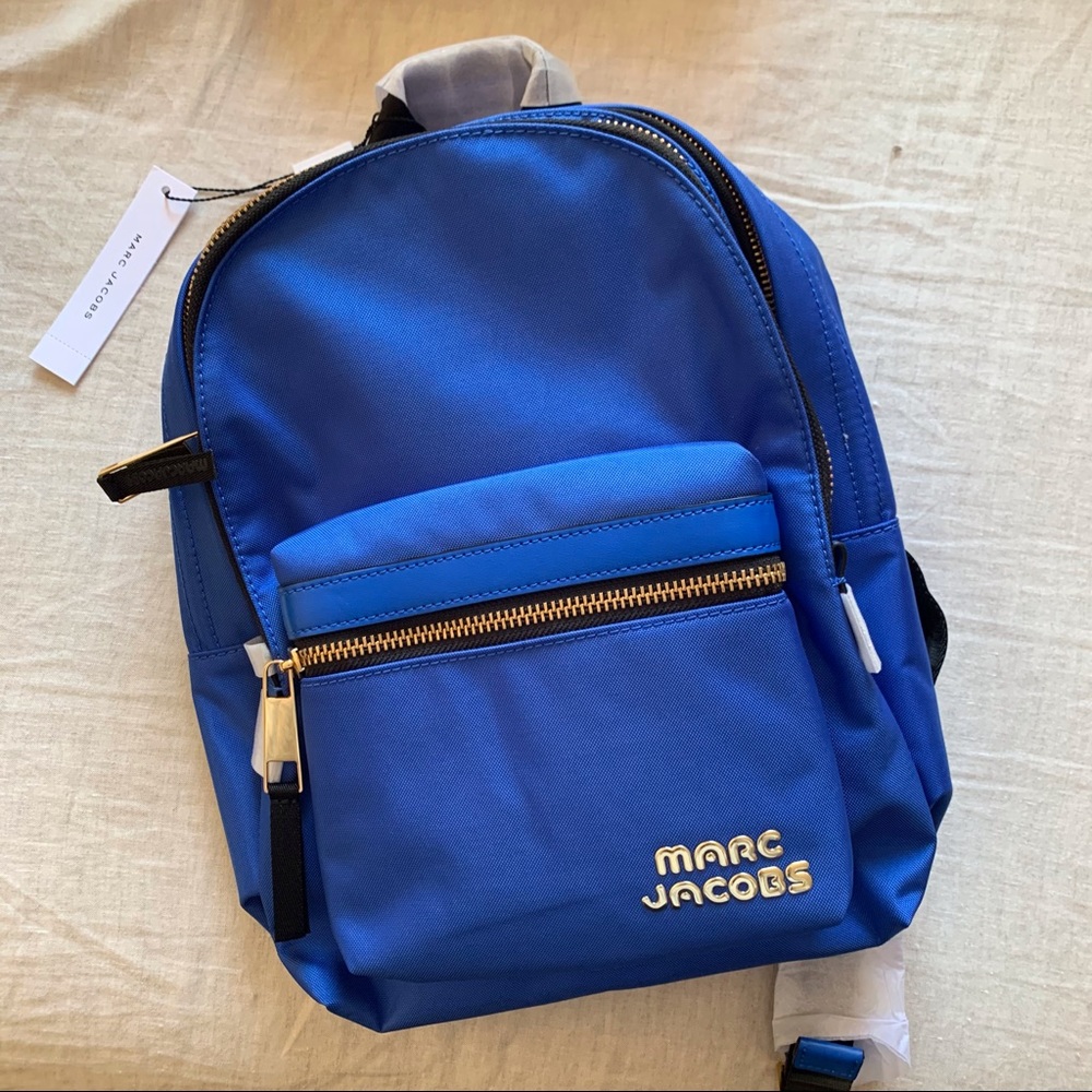 Marc Jacobs Royal Blue Nylon Mini Backpack with Gold Hardware